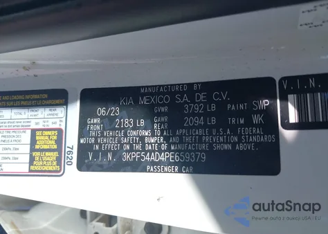 2023 Kia Forte Gt-Line from USA, damaged, VIN 3KPF54AD4PE659379